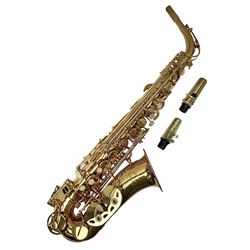 Trevor James Artemis A1 brass alto saxophone AL11572, serial no.321041; in lightweight carrying case with accessories