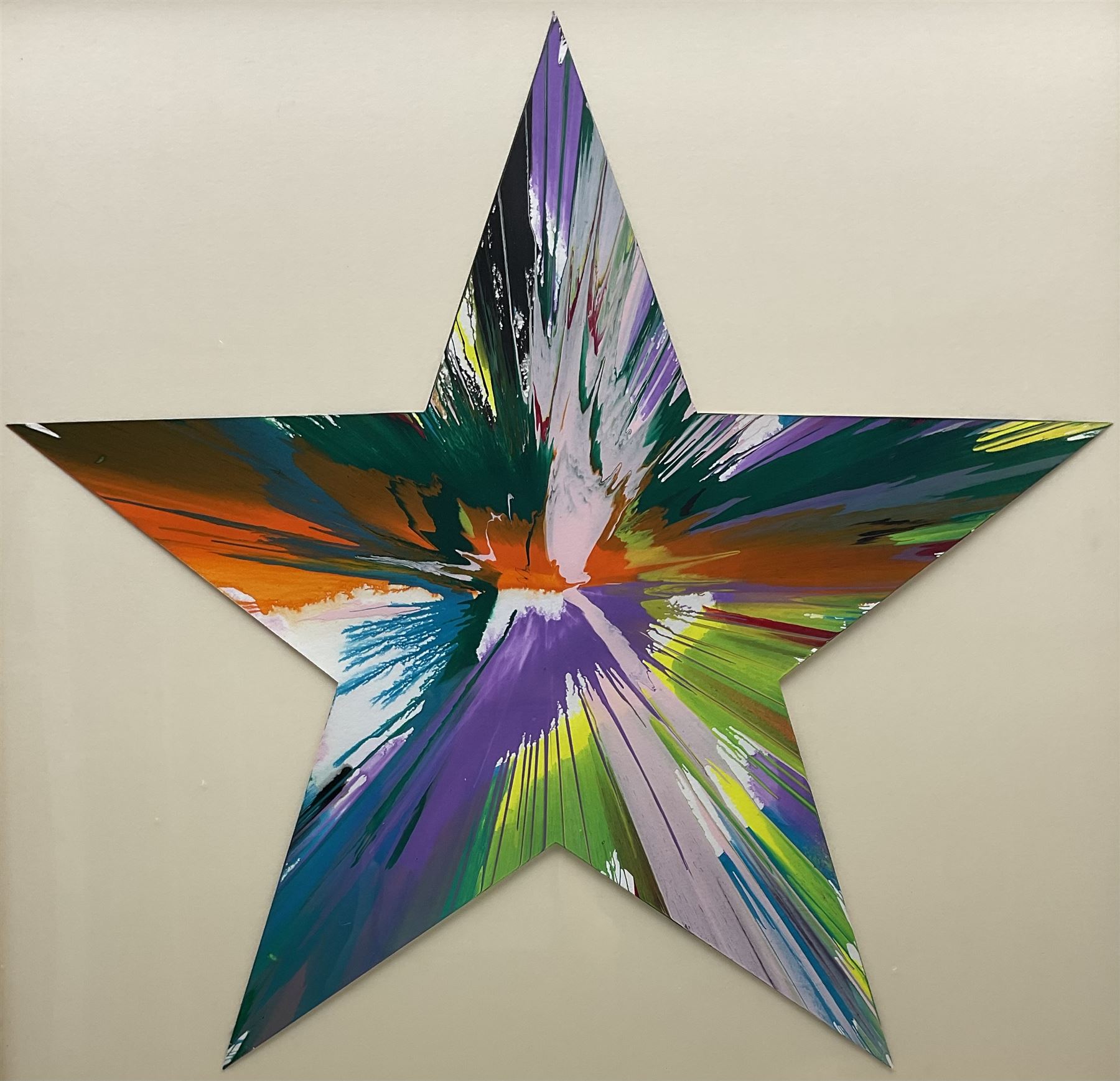 Damien Hirst (British 1965-): Star Spin Painting 2009, acrylic on die-cut wove paper, with artist's inkstamp signature and blindstamp verso, pub. Pinchuk Art Centre, Ukraine, 52.5 x 55.3cm)
