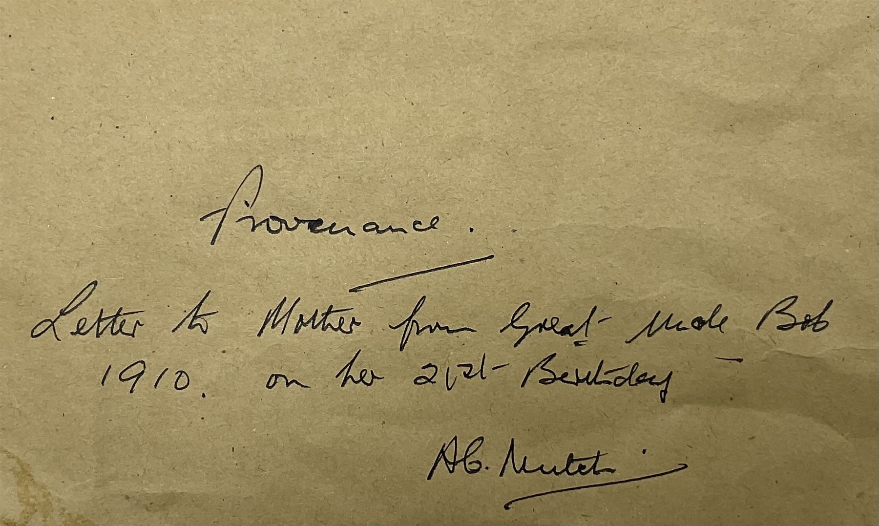 Alfred Augustus Glendening Snr. (British 1840-1921): Cattle and Sheep beside the River Dee, pair oils on board and canvas signed with monograms and dated '09, 19cm x 29cm (2)
Provenance: with original hand written letter of provenance from Uncle Bob (R W Cameron, Tailor of Queen's Road, London) gifting the pictures to his niece Diddy for her 21st Birthday dated March 1st 1910