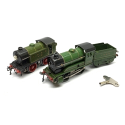 Hornby '0' gauge - three-rail electric No.101 0-4-0 tank locomotive No.460; and clockwork 0-4-0 tender locomotive with tender No.1842, both LNER green and unboxed