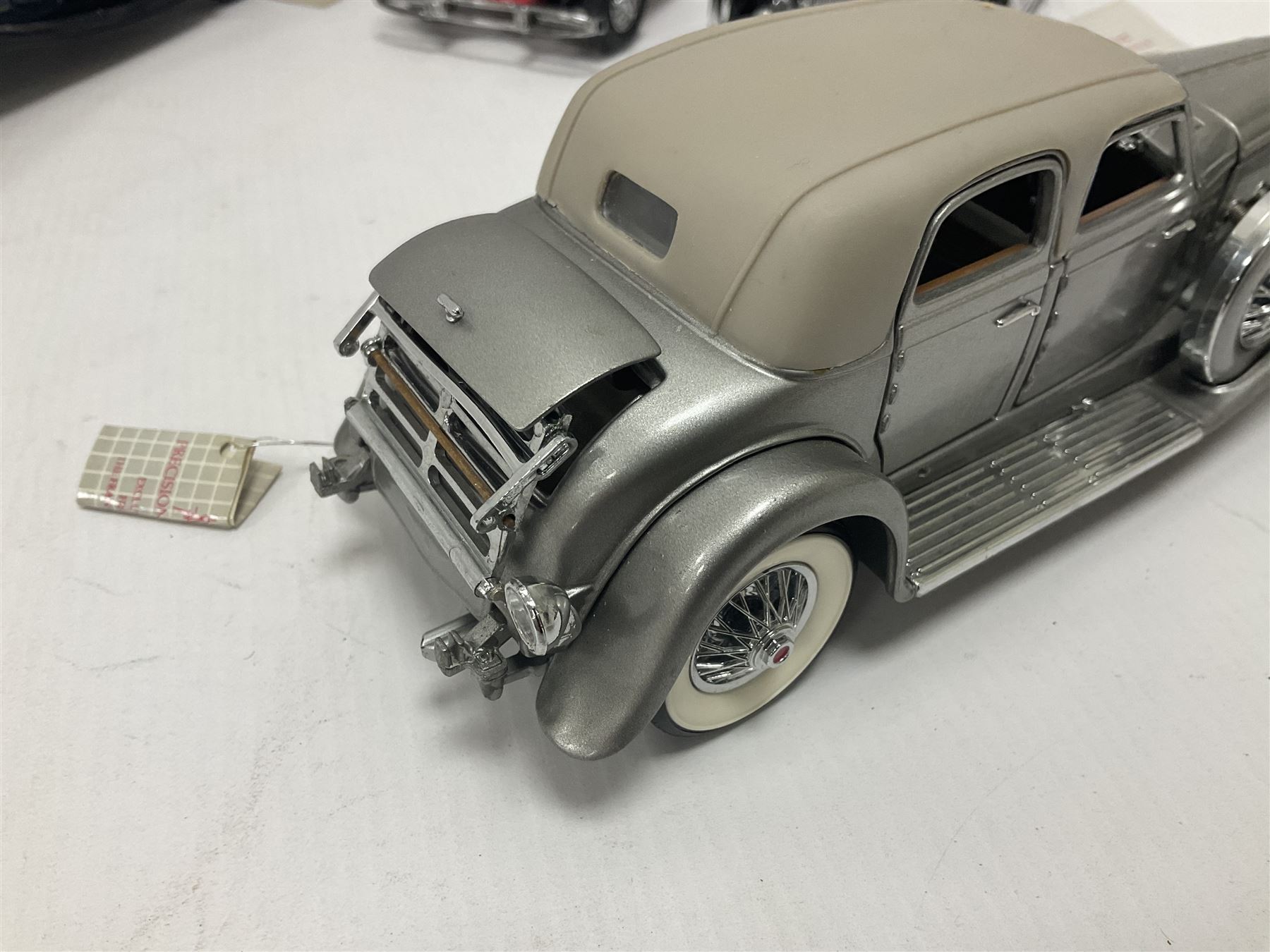 Franklin Mint - five 1:24 scale die-cast precision models comprising 1930 Bugatti Royale Coupe Napoleon, 1933 Duesenberg SJ Twenty Grand, 1935 Mercedes Benz 500K Special Roadster, 1938 Jaguar SS-100, and 1947 Bentley 