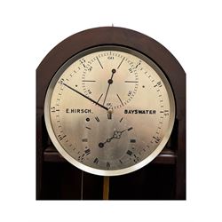 Hirsch of Bayswater-Fine late Victorian 8-day mahogany cased Jewellers regulator, wall mounted case with an arched top and tapering swept base, fully glazed door with visible pendulum and off-set brass cased weight, 10-1/2