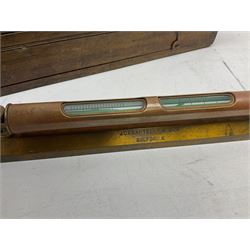 Engineers heavy brass spirit level by J Casartelli & Son, Salford,in original wooden case, box L45cms