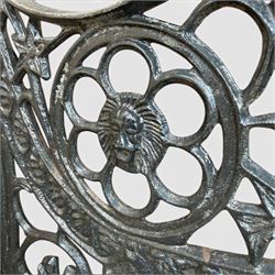 Cast aluminium and wood slatted garden bench