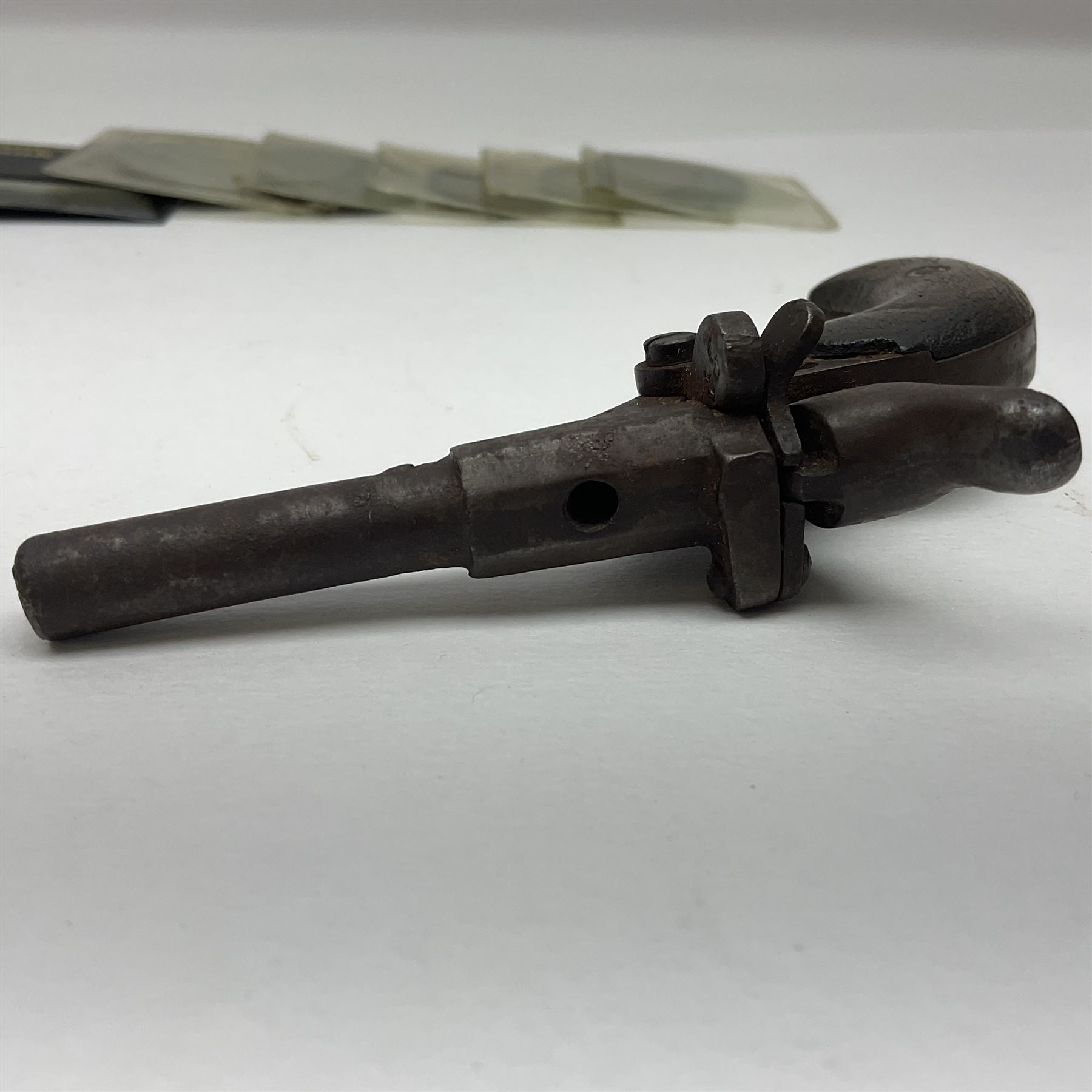 WW2 group of three medals comprising 1939-1945 War Medal, France & Germany Star and 1939-1945 Star; all with ribbons; 1930s Hull Savings Bank silver and enamel presentation fob; three medallions depicting Hitler, Mussolini and Mao Tse Tung; quantity of modern crowns and other coins; and a 6mm Flobert style starting pistol