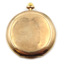  Early 20th century 9ct gold half hunter pocket watch top wind, Glasgow import marks 1908  