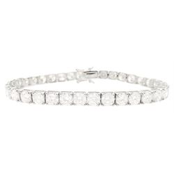 18ct white gold round brilliant cut diamond bracelet, stamped, total diamond weight approx...