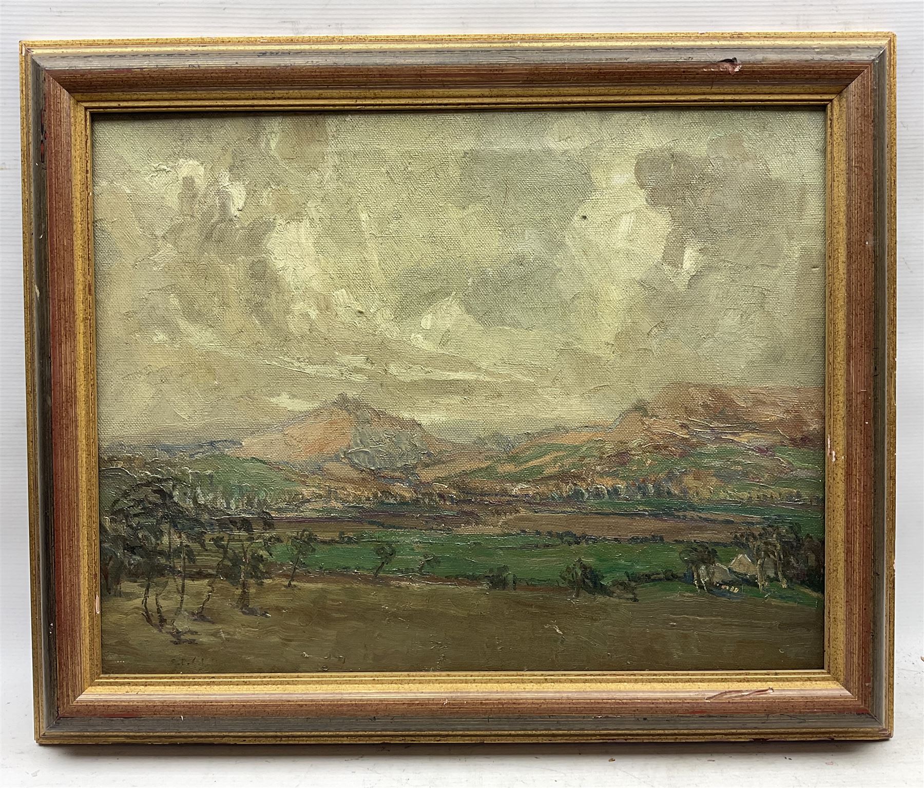 Amy E Antill (British Early 20th Century): View towards a Valley, oil on canvas indistinctly signed, inscribed in a later hand and with Bradford Arts Club label verso 42cm x 54cm
Notes: Antill was reputedly a pupil of Kershaw Schofield.