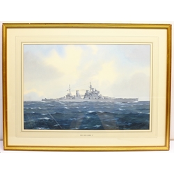 Frank Joseph Henry Gardiner (British 1942): 'H.M.S. King George V' - Ship's Portrait, watercolour signed, titled on the mount 37cm x 55cm