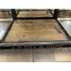 J S Fry & Sons - Victorian glazed and ebonised chocolate countertop display cabinet, fitted with single mirror back door to the rear enclosing two glass shelves, engraved gilt typeface to base - THIS LOT IS TO BE COLLECTED BY APPOINTMENT FROM THE OLD BUFFER DEPOT, MELBOURNE PLACE, SOWERBY, THIRSK, YO7 1QY