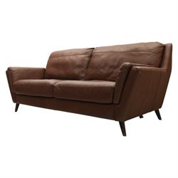 Sofology - grand two cushion three seat sofa, and matching two seater, upholstered in cocoa brown leather
Lengths: 210cm and 165cm