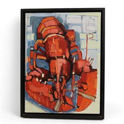 Ian Burke (Yorkshire 1955-): 'Potboiler' Lobster, oil on canvas signed titled and dated 2010 verso 40cm x 30cm
Notes: with 'The Boat Show' exhibition catalogue