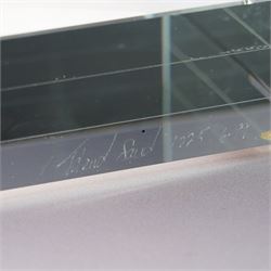 Toland Sand (American Contemporary): The Wedge - sculptural form made from cut, ground, polished and laminated optical glass with dichroic glass inclusions, signed and numbered 1225, 6-99. H39cm