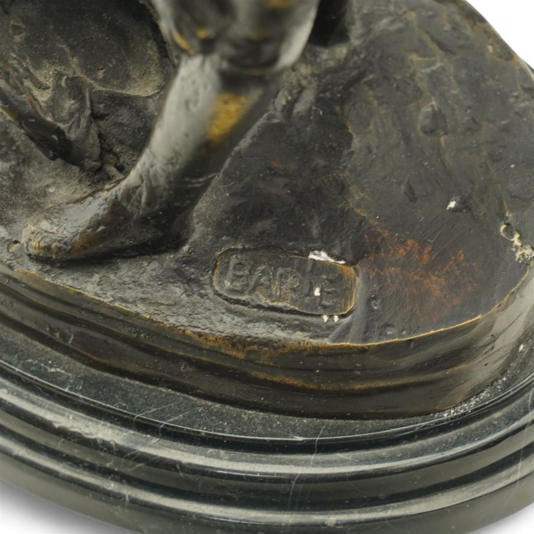After Alfred Barye (French 1839-1882): Bronze figure of children playing leapfrog, H26.5cm 