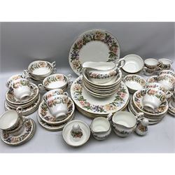 Paragon Country Lane part tea and dinner service, including eight tea cups and saucers, nine dinner plates, eight bowls, eight twin handled soup bowls, salt and pepper shakers etc (approx 80) 