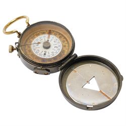 WW1 Mirror Compass by S Mordan & Co No.7063 dated 1918 with instruction book 