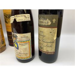 Mixed alcohol to include Glenmorangie 10 years old single Scotch whisky, Cardhu 12 year old Malt whisky, Ferdinand Pieroth 1949 Gau-Odernheimer Petersberg Beerenauslese, etc various contents and proofs