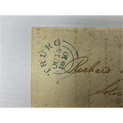 Queen Victoria penny black stamp on letter, red MX cancel