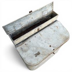 Galvanised metal animal feed bin