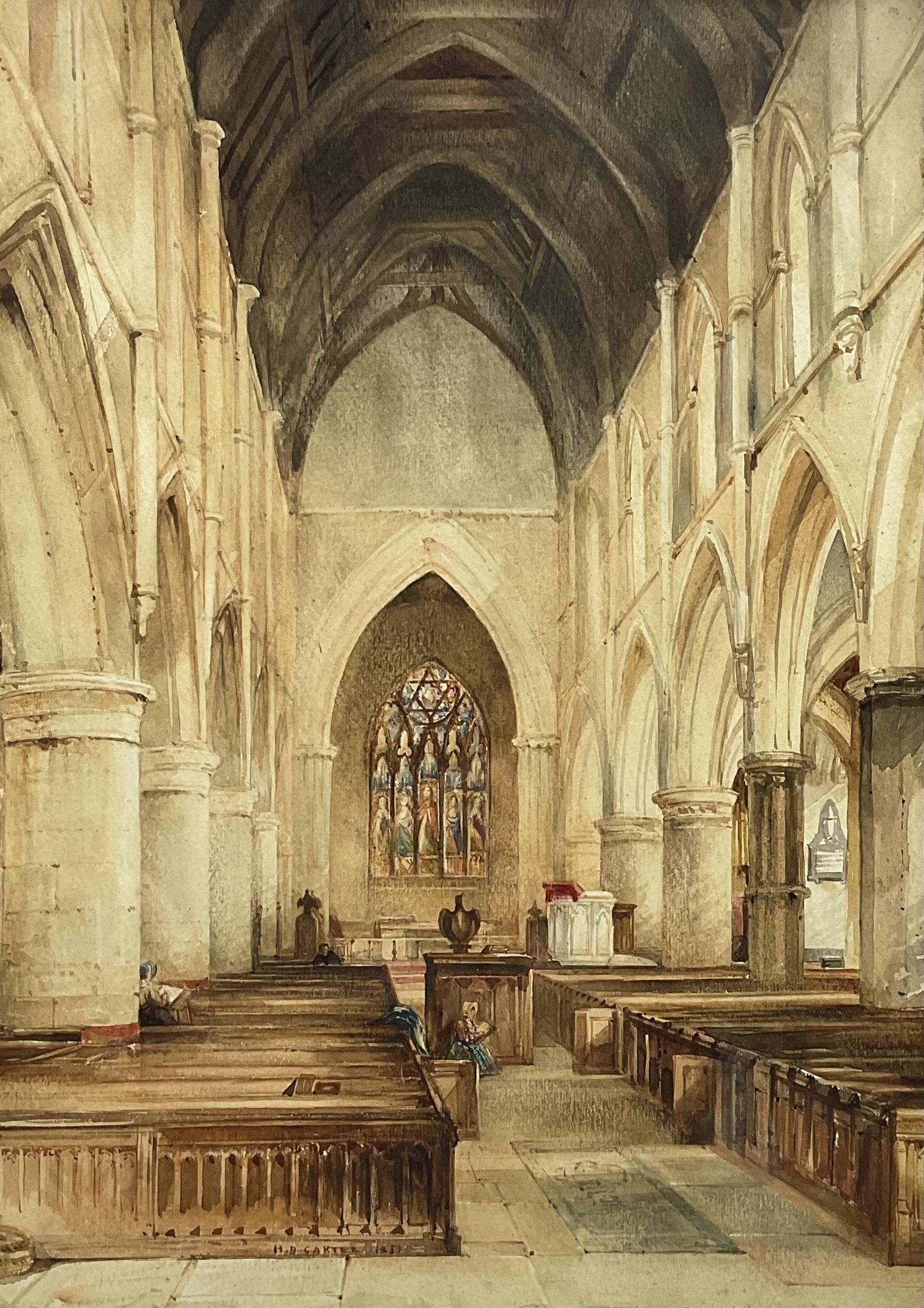 Henry Barlow Carter (British 1804-1868): Interior of St Mary’s Church Scarborough, watercolour signed and dated 1851, 37cm x 26cm 
Provenance: a wedding gift to the vendor's grandparents in 1905, thence by descent