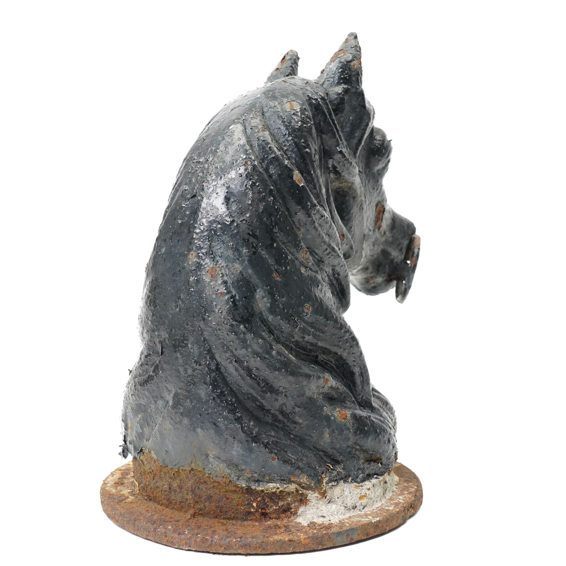  19th century cast iron and black painted horses head H27cm