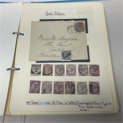 Great British Queen Victoria and later stamps, including imperf penny reds, perf penny reds, half penny 'bantams', small number of stamps on pieces or covers, one penny lilacs with block and pairs, 1883-84 two shillings sixpence, five shillings and ten shillings, various King Edward VII issues,  King George V seahorses etc