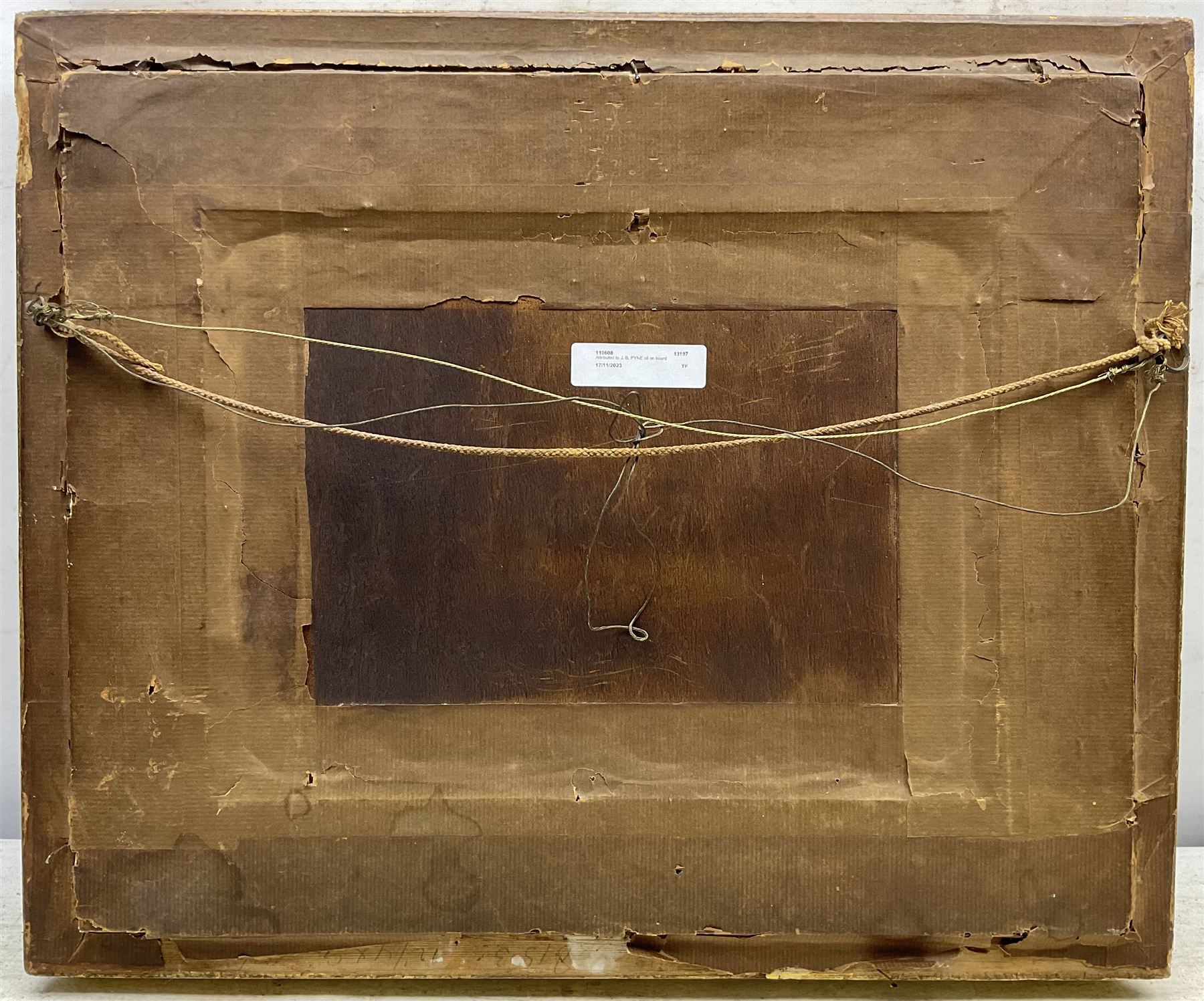 Attrib. James Baker Pyne (British 1800-1870): Unloading on the Shore with a Distant Town Beyond, oil on board unsigned 21cm x 29cm