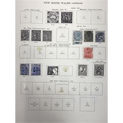 Australia New South Wales stamps, including 1850-4 various imperf issues, 1854-6 including five pence, six pence, one shilling etc, 1856-60 registered letter stamps, 1861-88 five shillings etc, housed on pages