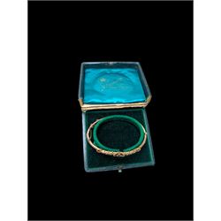 9ct gold stone set bangle, boxed