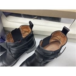 Collection of designer ladies shoes and boots, to include Donald J Pliner black court wedge, Stuart Weitzman over the knee stretch boots, Aquatalia Carmen boots, two pairs of Kurt Geiger ankle boots and Russel & Bromley Canterbury riding boots, various sizes, all in boxes (6)