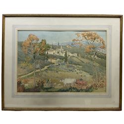 Alexander Gair Wilkinson (British 1882-1957): 'Autumn Day in Tuscany', watercolour signed and dated 1932, 'Fine Art Society' label verso 49cm x 70cm