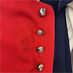 Prince of Wales Own Yorkshire dress tunic and trousers, with drummer badge to right sleeve, jacket H67cm