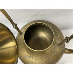 Collection of brassware, to include, kettles, jugs, owl figures etc