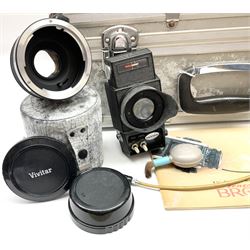 Zenza Bronica S2A medium format camera body, with Zenza Bronica Zenzanon MC '1:2.4 f-80mm' lens, together with Nippon Kogaku Nikkor-P '1:4 f-200mm' lens, Nikkor D.C '1:4 f-40mm' lens, two film backs and other camera equipment, housed in a hard flight case