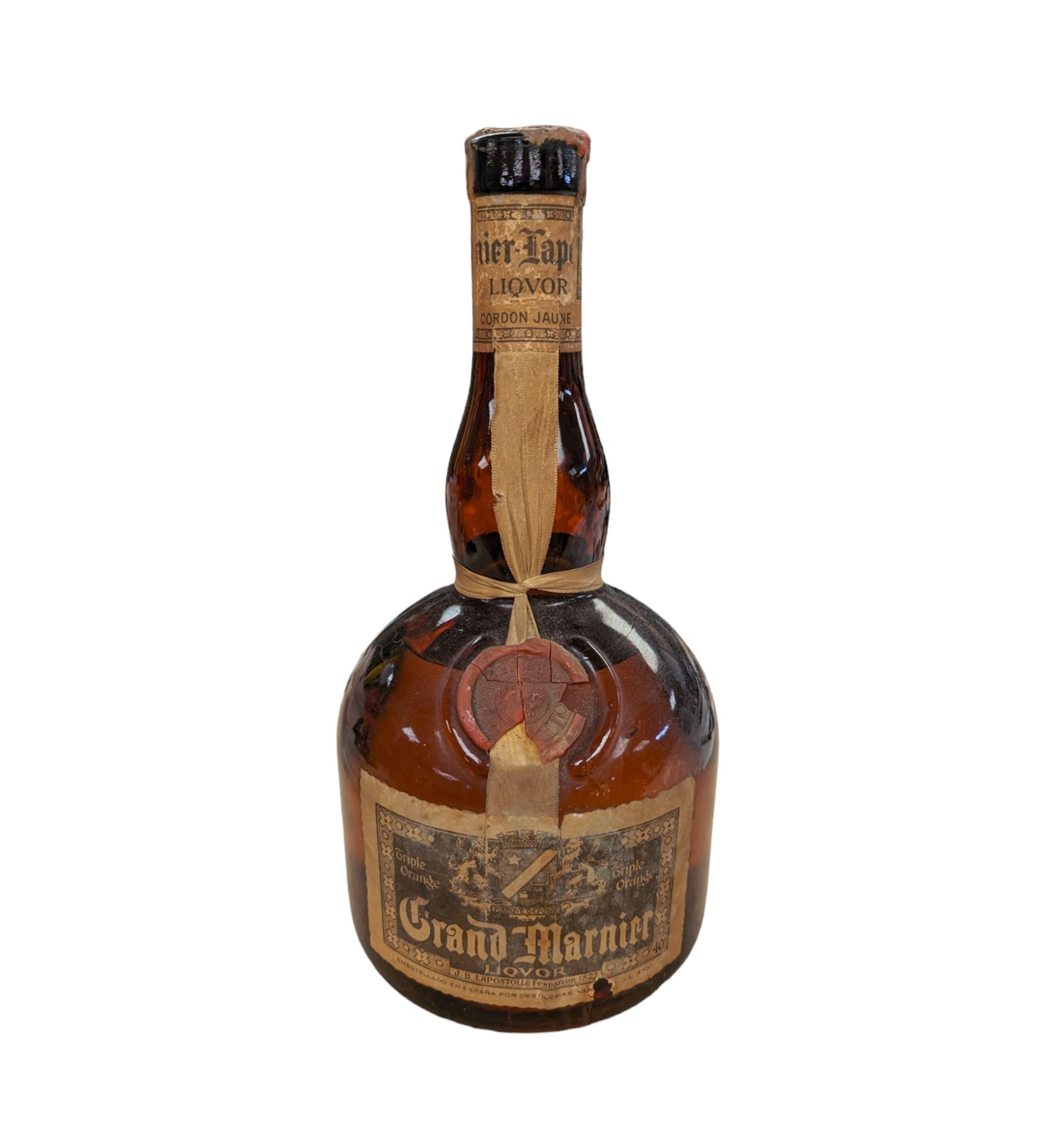 Grand Mariner triple orange whisky liquor, unknown contents and proof, minor damage to seal possible leakage, H31cm