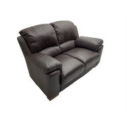 Rogers of York - pair two seat sofas, upholstered in soft brown leather