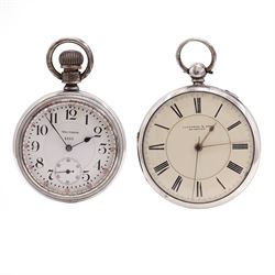 Early 20th century silver open face Riverside keyless lever pocket watch by American Watch...