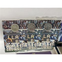 The Royal Mint United Kingdom 1983 proof coin collection in blue folder with certificate, 1983 uncirculated coin collection, two 1987 brilliant uncirculated coin collections, commemorative crowns etc