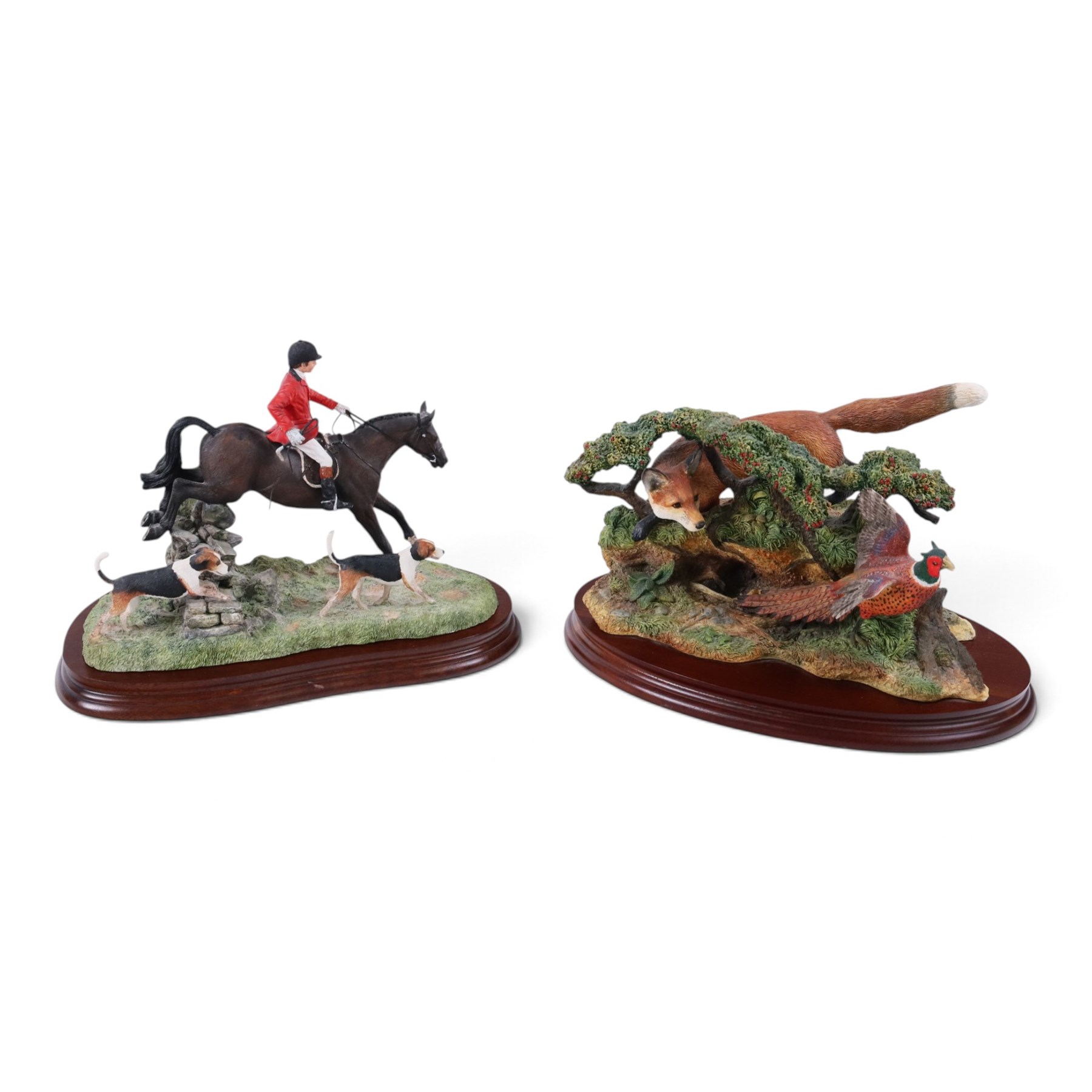 Two Border Fine Arts figures, A Day with Hounds, with certificate limited edition 658/1500, and So Close Yet....! limited edition 387/750