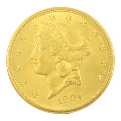 United States of America 1904 gold twenty dollars coin