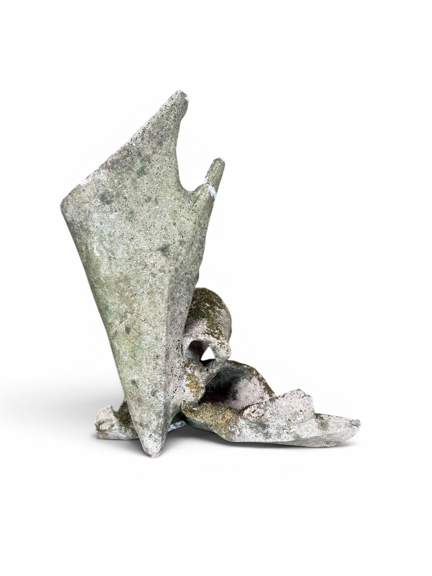 Composite stone sculptured figure playing a guitar, and a shell sculpture (2)