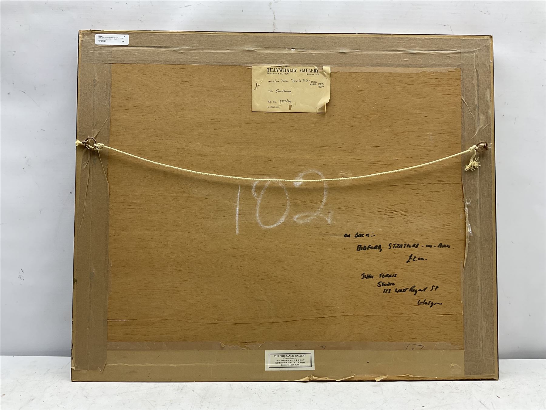 John Terris (Scottish 1865-1914): Gardening, watercolour signed 29cm x 42cm
Provenance: with Tillywally Gallery, Milnthort, Kinross-shire, label verso