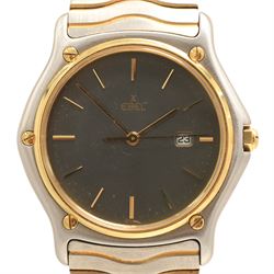 Ebel Sport Classic Wave stainless steel wristwatch, Ref. 183903, grey dial with baton hour markers and date aperture, on stainless steel bracelet with fold-over clasp, boxed with additional bracelet