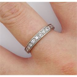 Platinum channel set round brilliant cut diamond half eternity ring, total diamond weight approx 0.40 carat