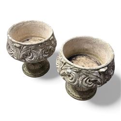 Pair of Garden cast stone urn planters 