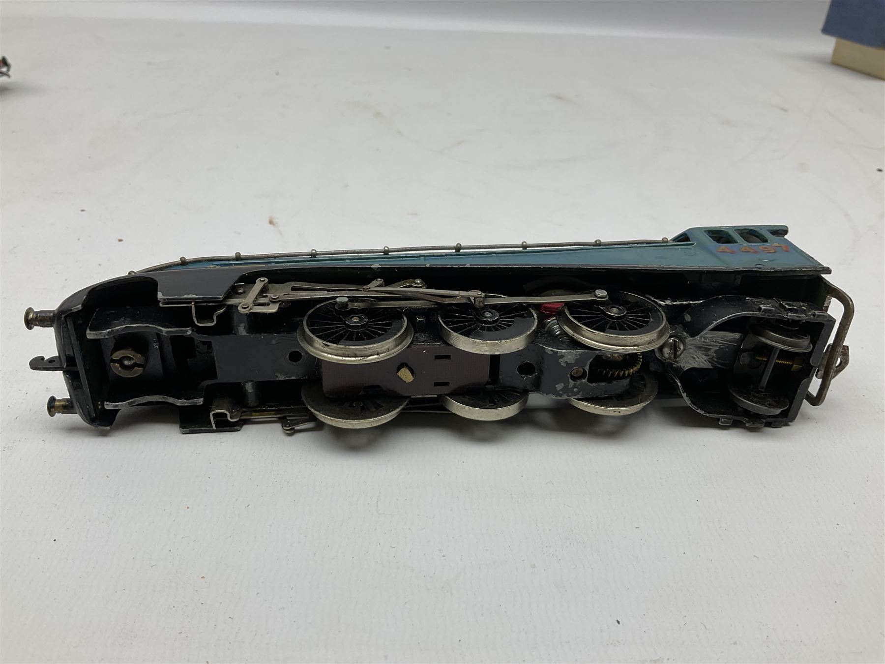 Tri-ang Hornby '00' gauge - Coronation Class 4-6-2 locomotive 'Coronation' No.6220 in LMS blue/silver livery with 'Alternative Names & Numbers' pack in box base with plain slip case; and Class 57XX 0-6-0 Pannier Tank locomotive No.8751; boxed; together with an incomplete and repainted Hornby Dublo Class A4 4-6-2 locomotive 'Golden Plover' No.4497 in associated box (3)