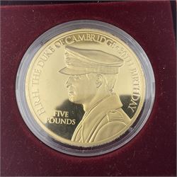 Queen Elizabeth II Bailiwick of Jersey 2012 'The Duke of Cambridge 30th Birthday' gold proof five pound coin, cased with certificate