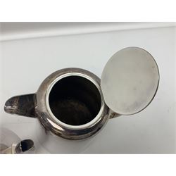 EPNS four piece tea service, comprising teapot, coffee pot, sugar bowl and milk jug