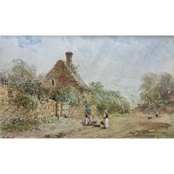 George Weatherill (British 1810-1890): 'Cottages at Egton Bridge', watercolour signed 10cm x 17cm 
Provenance: private collection, purchased Walker Galleries Harrogate, label verso