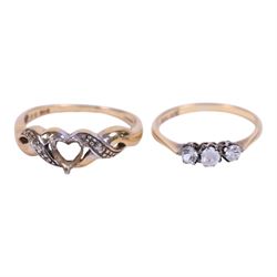 12ct gold signet ring, 9ct jewellery including knot ring, paste ring, ring shank and two St Christophers and a silver locket and ring